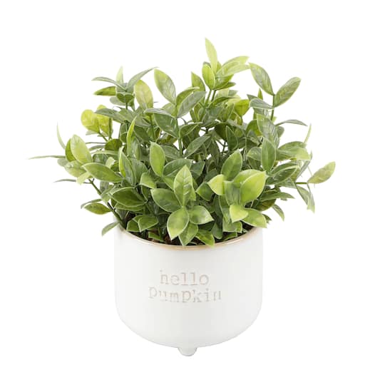 Flora Bunda® Tea Leaf in Hello Pumpkin Ceramic Footed Pot